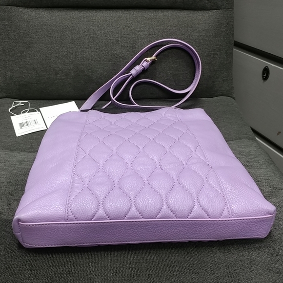 Vera Bradley Genuine Leather Quilted Molly Crossbody Lavender Purple Purse - Picture 12 of 16